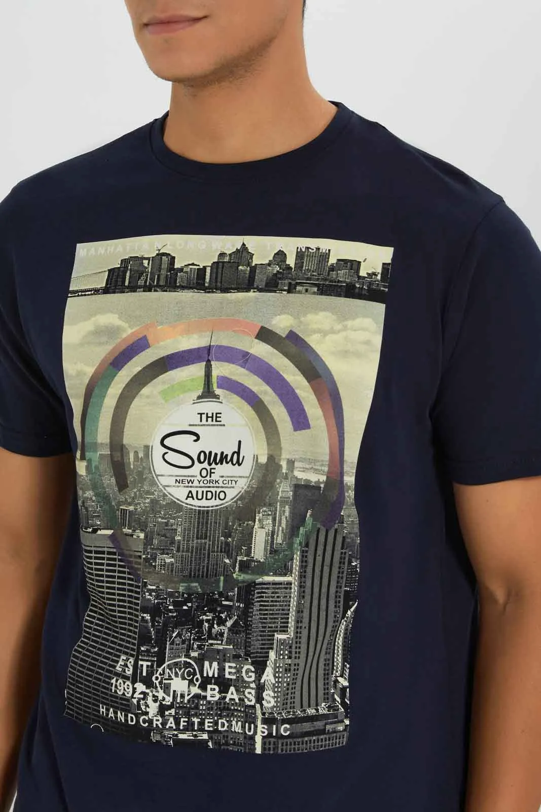 Men Navy Graphic Print T-Shirt
