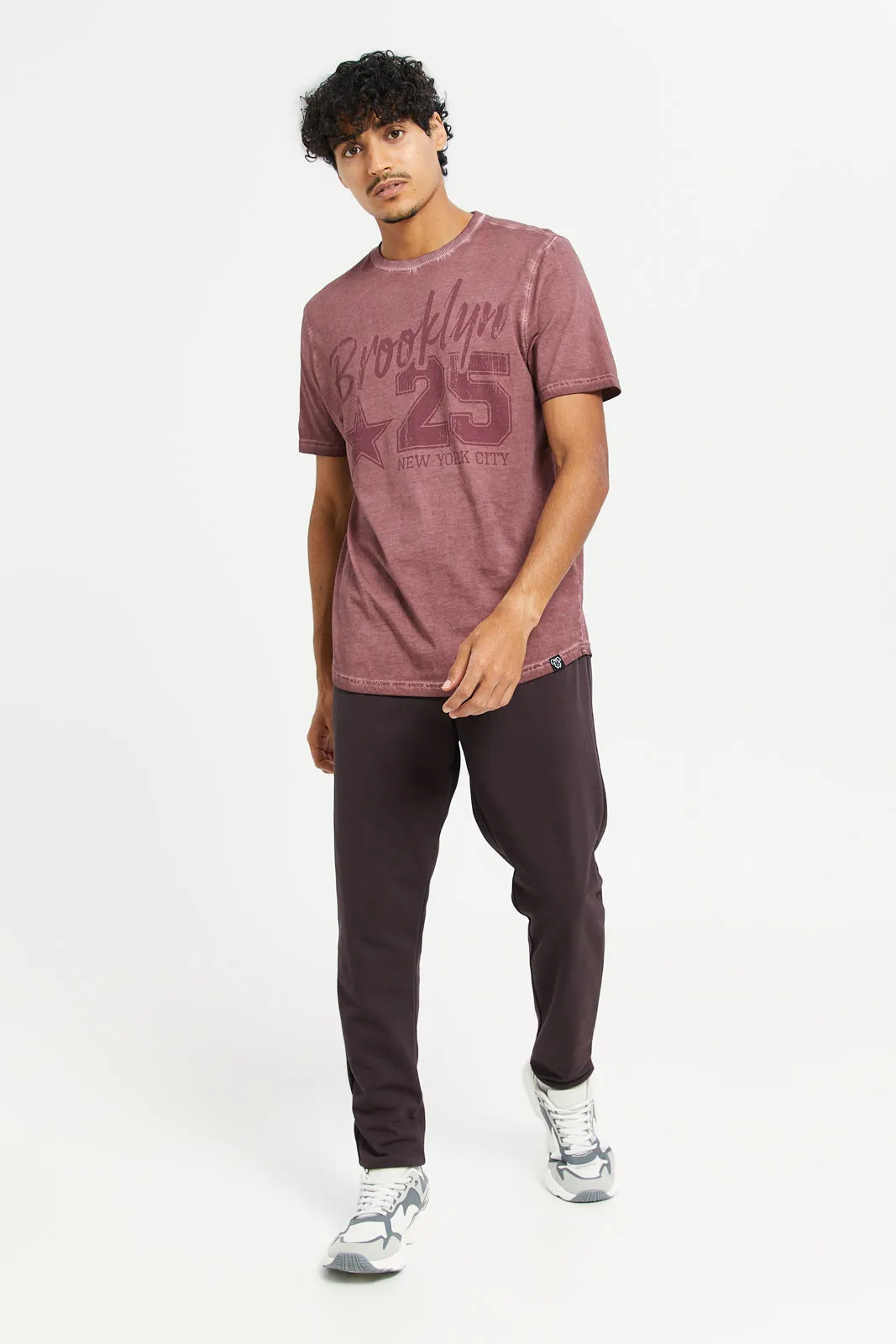 Men Pink Print T-Shirt