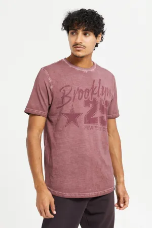 Men Pink Print T-Shirt