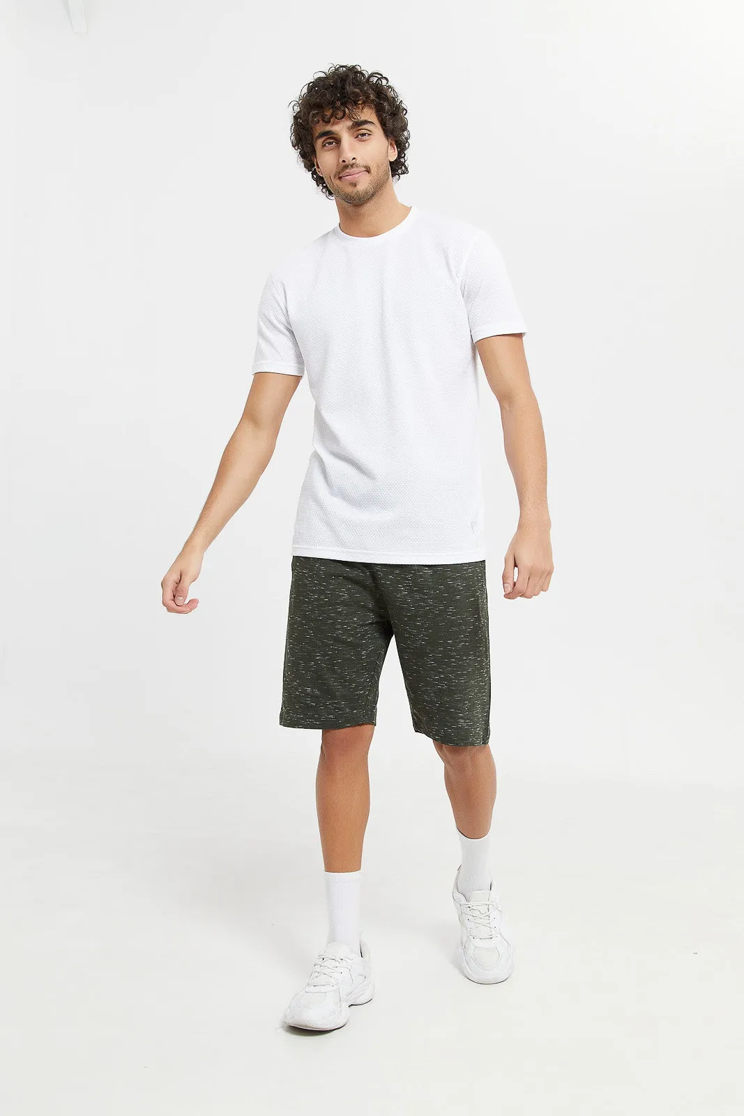 Men White Knitted T-Shirt
