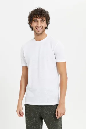 Men White Knitted T-Shirt
