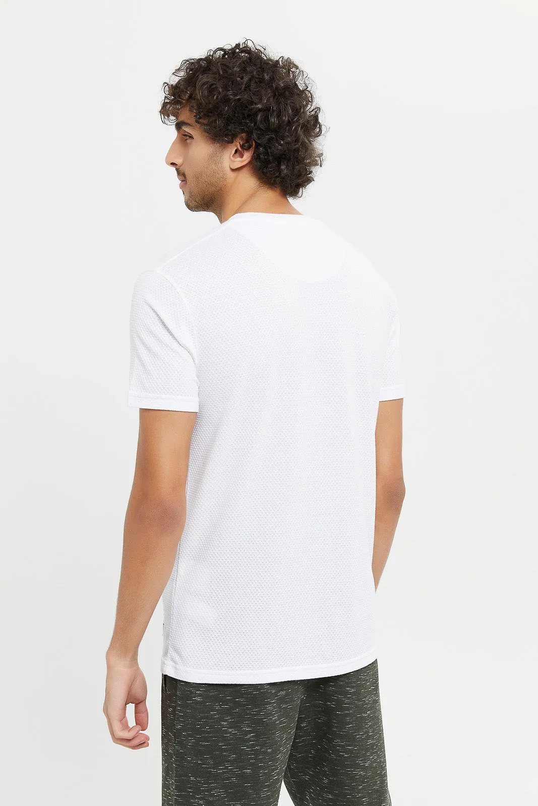 Men White Knitted T-Shirt