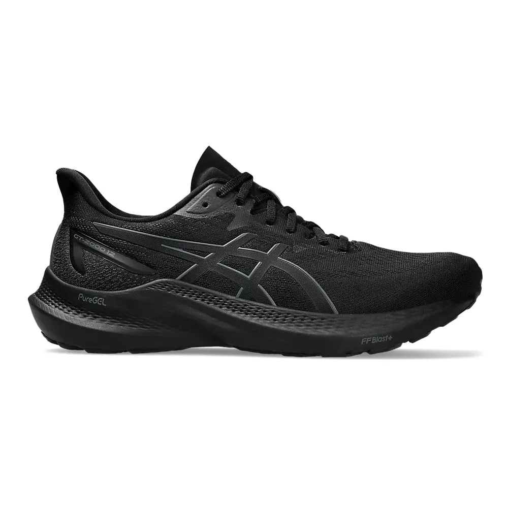 Men's Asics GT-2000 12, Black/Black, 9 2E Wide