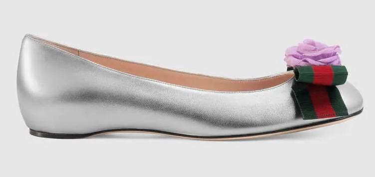 Metallic Leather Ballet Flat