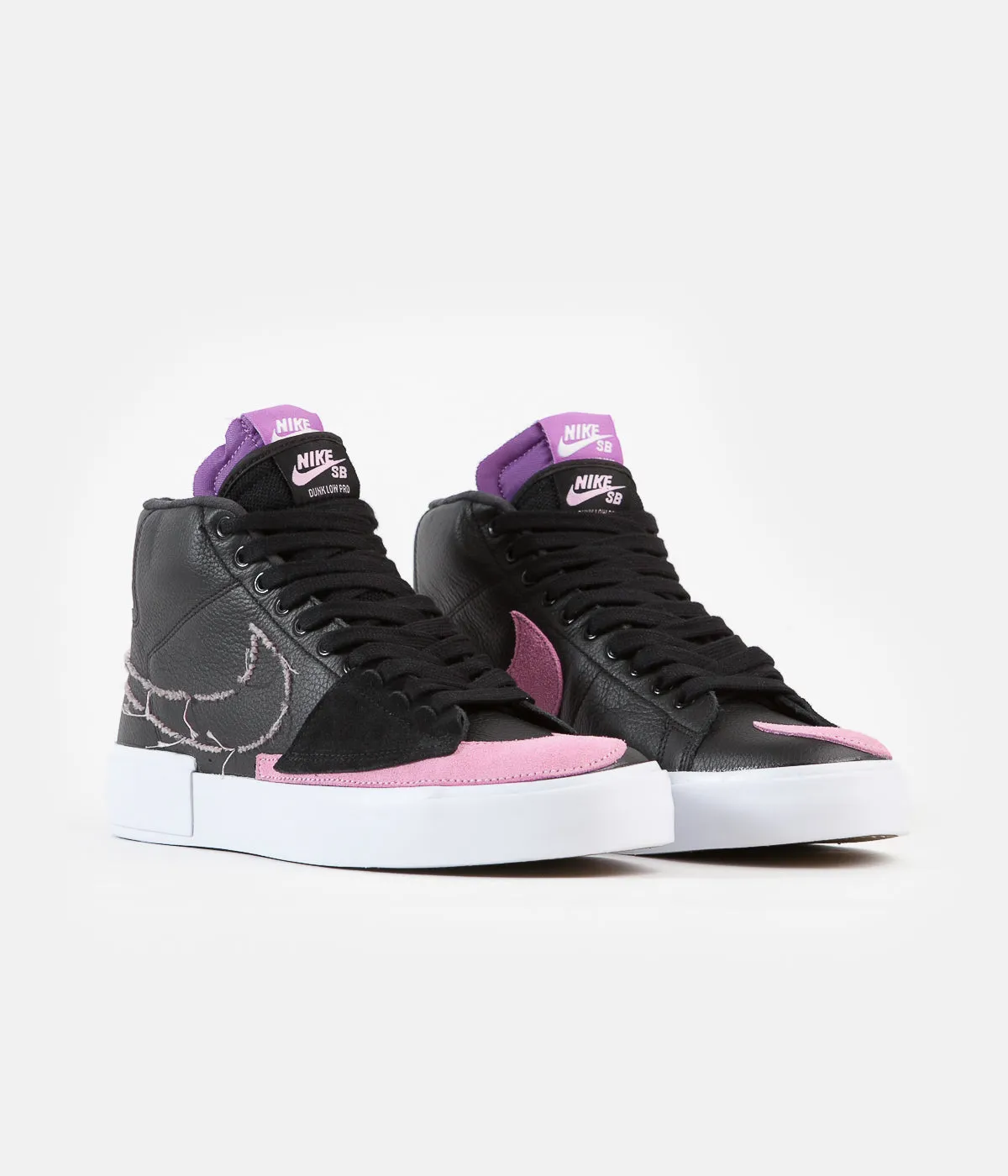 Nike SB Blazer Mid Edge Shoes - Black / Pink Rise - White - Purple Nebula