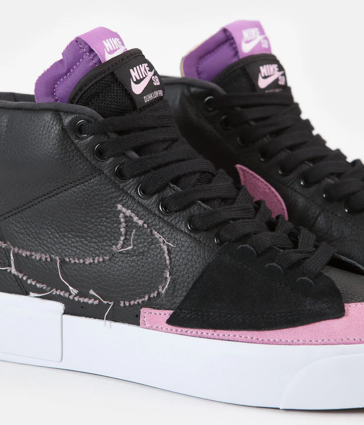 Nike SB Blazer Mid Edge Shoes - Black / Pink Rise - White - Purple Nebula