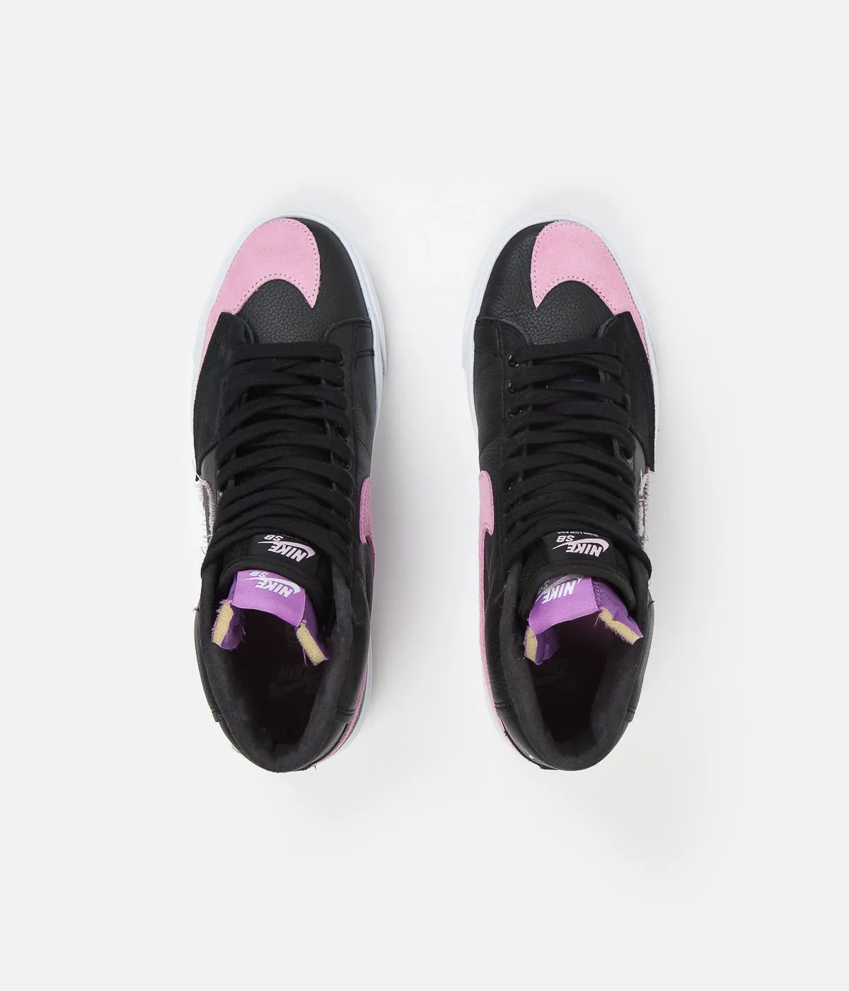 Nike SB Blazer Mid Edge Shoes - Black / Pink Rise - White - Purple Nebula