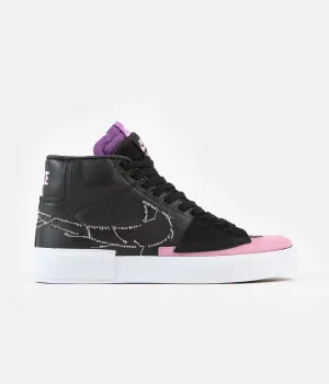 Nike SB Blazer Mid Edge Shoes - Black / Pink Rise - White - Purple Nebula