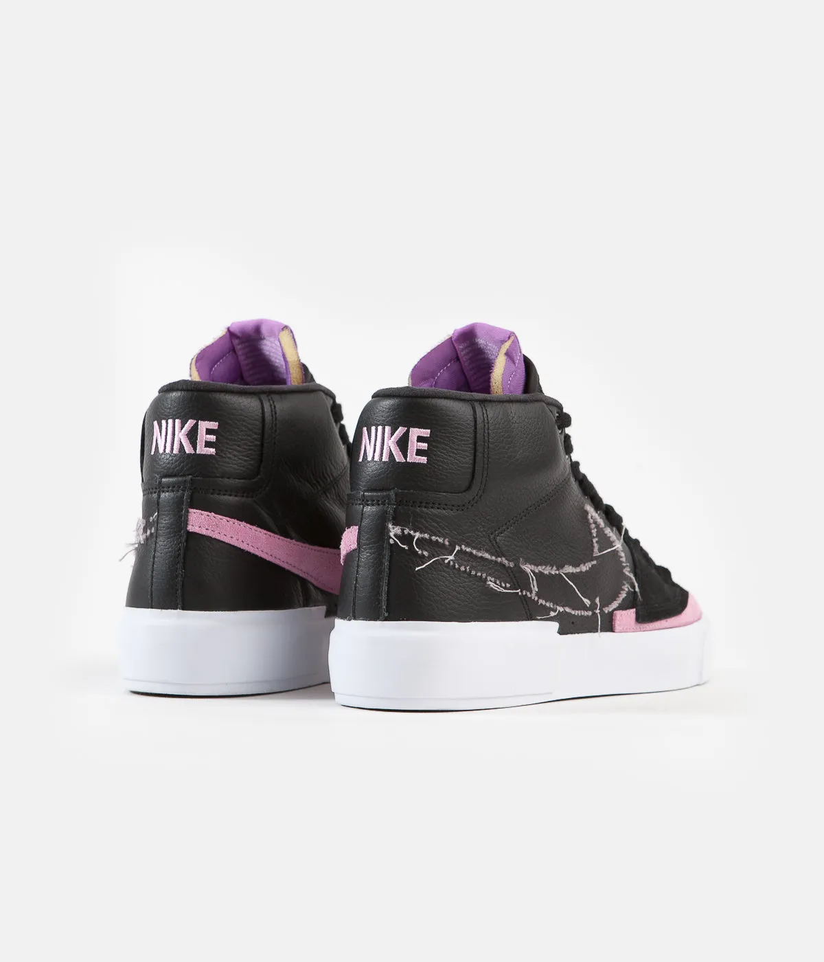Nike SB Blazer Mid Edge Shoes - Black / Pink Rise - White - Purple Nebula