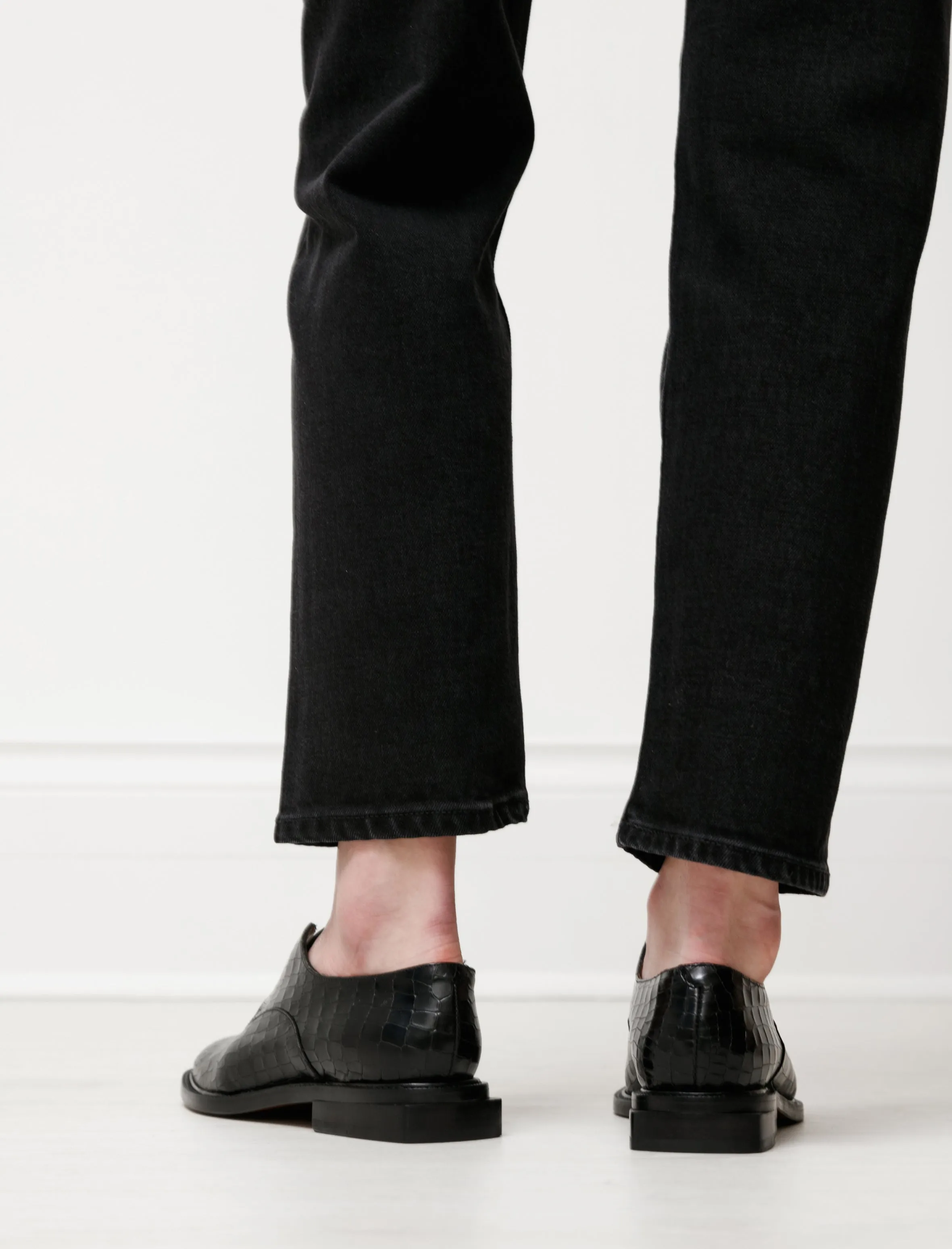 Rayane Stamped Croco Slip On Black