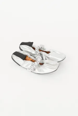 Silver Scrunchie Ballet Flat