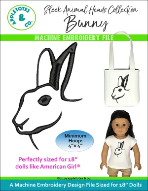 Sleek Bunny Head Machine Embroidery File for 18" Dolls