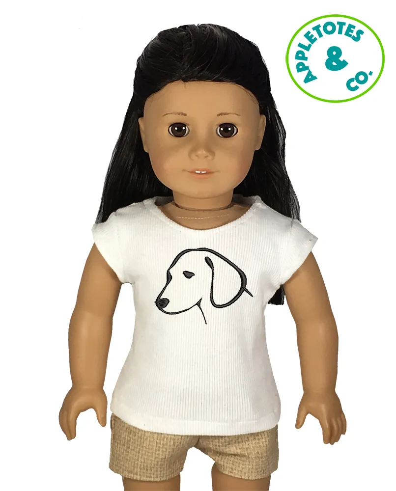 Sleek Dog Head Machine Embroidery File for 18" Dolls