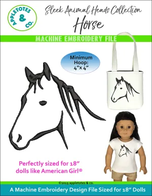 Sleek Horse Head Machine Embroidery File for 18" Dolls