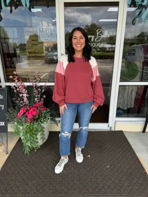 VeryJ - Dark Pink Colorblock Dolman Slv Top VeryJ - Dark Pink Colorblock Dolman Slv Top