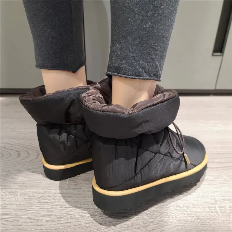 Women's Thick-soled Winter Lace-up Snow Boots