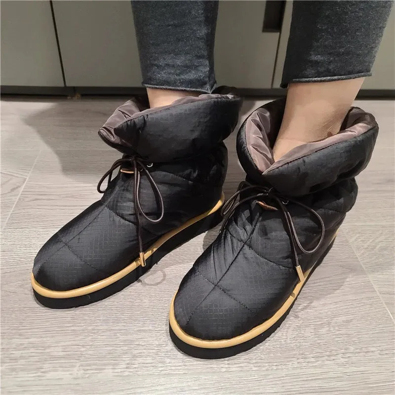 Women's Thick-soled Winter Lace-up Snow Boots
